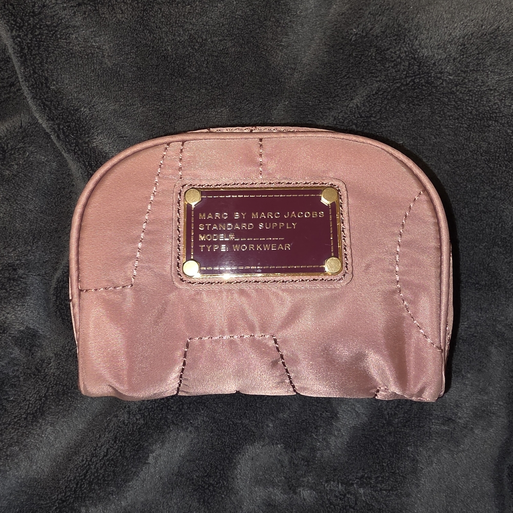 Marc by Marc Jacobs Rose Dust Nylon Cosmetic Mini Pouch with Logo Plate
